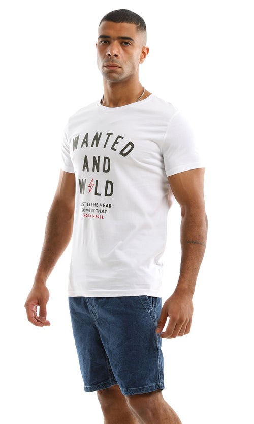 تي شيرت بطباعة "Wanted & Wild" أبيض