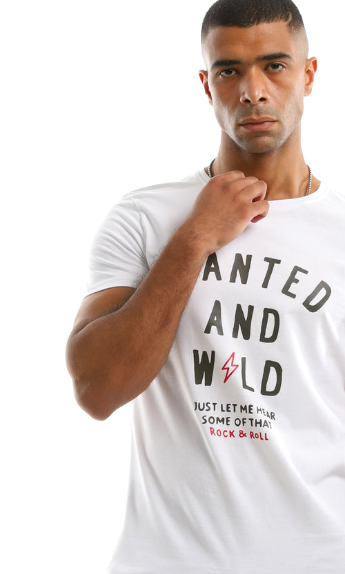 تي شيرت بطباعة "Wanted & Wild" أبيض