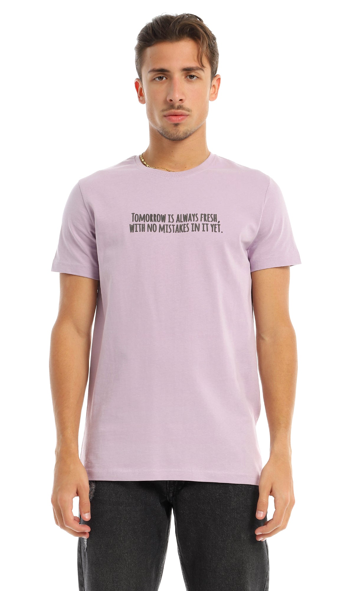 97743 Printed Quote Round Lilac T-Shirt