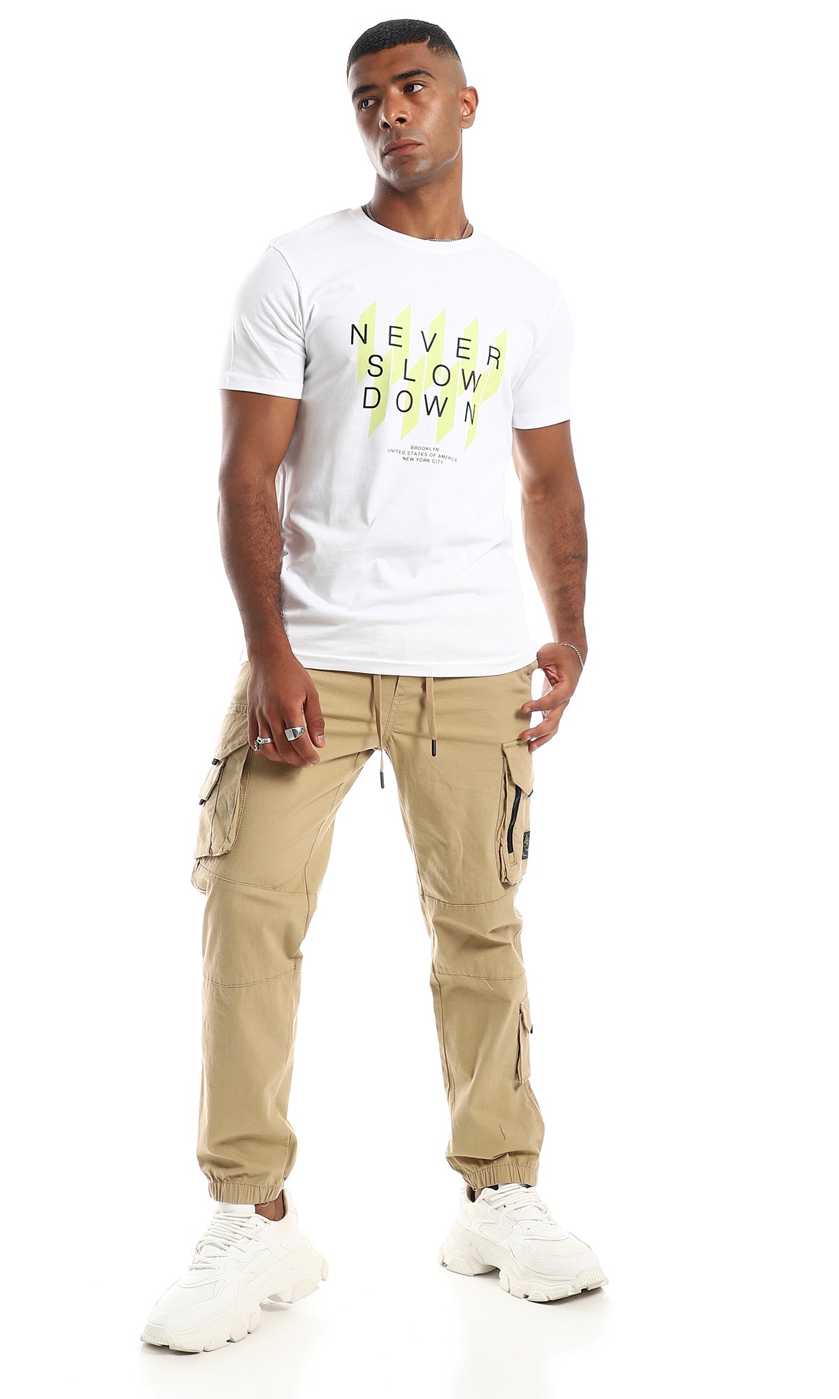 97744 "Never Slow Down" Printed Fashionable T-Shirt
