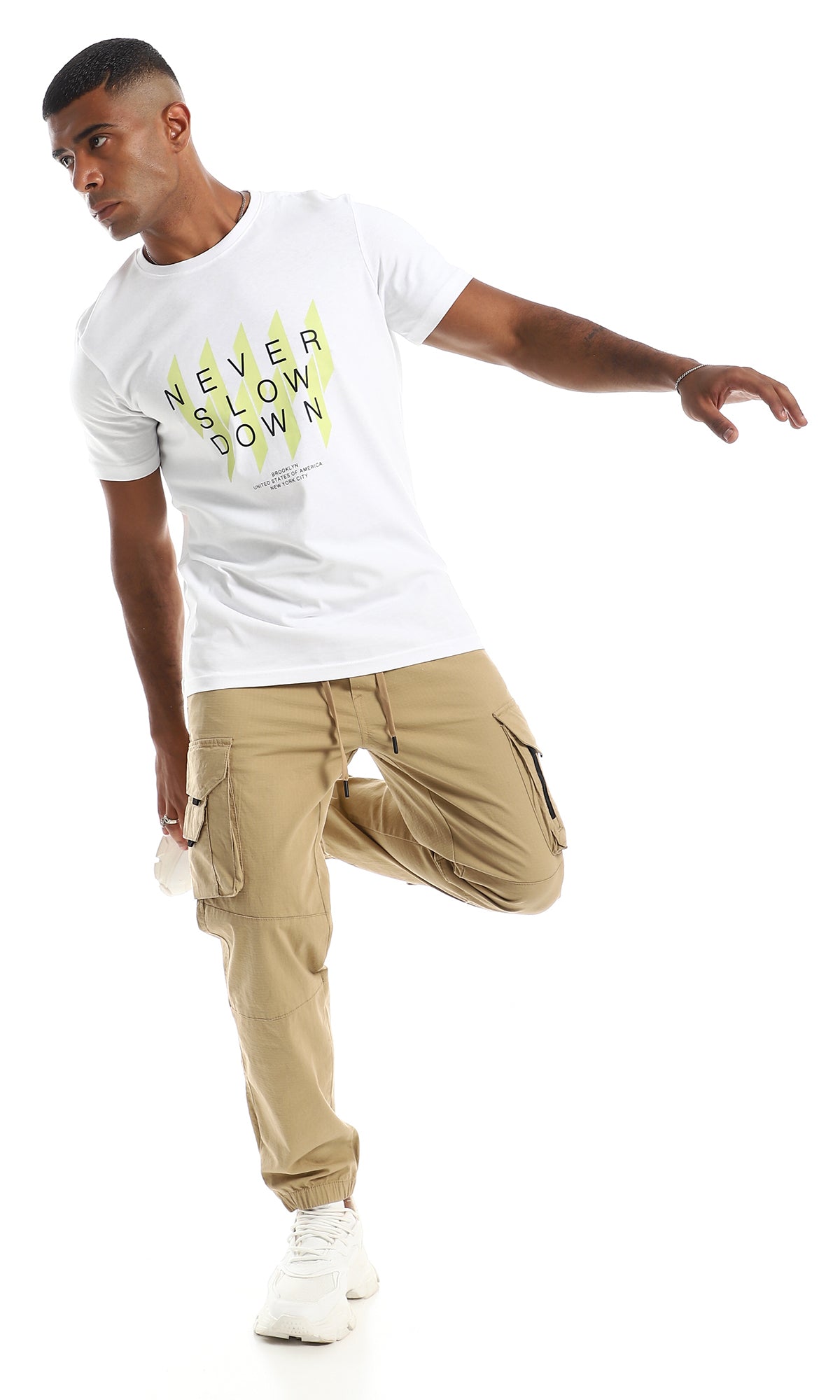 97744 "Never Slow Down" Printed Fashionable T-Shirt
