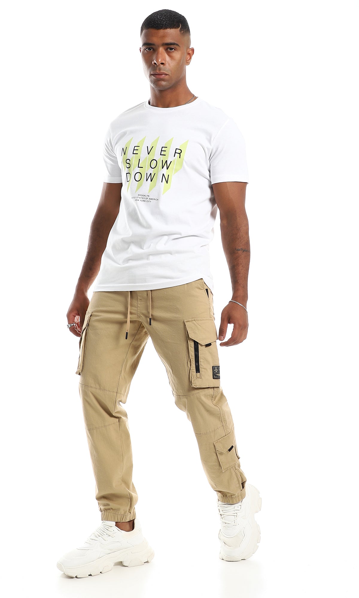 97744 "Never Slow Down" Printed Fashionable T-Shirt