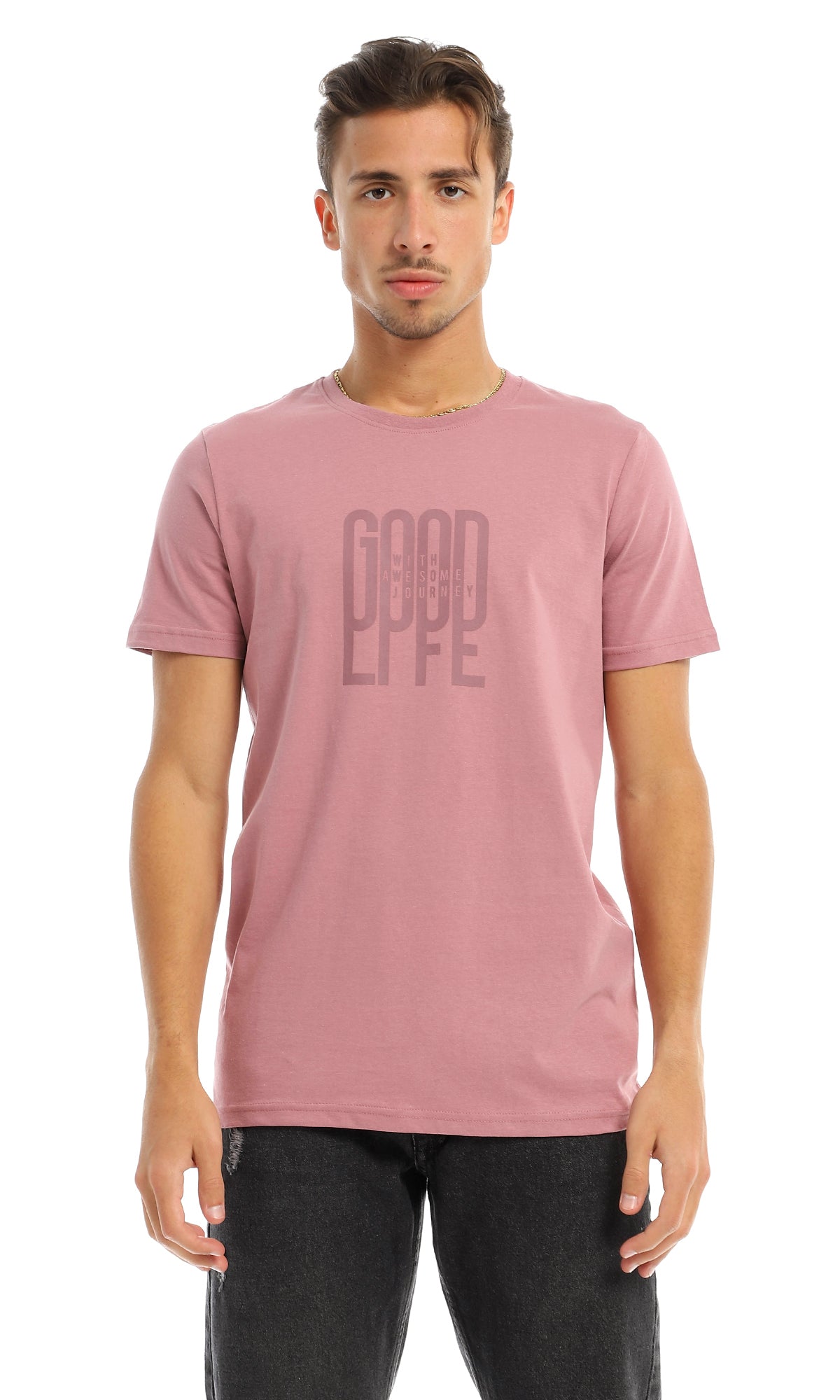 97746 Front Printed Quote Dark Cashmere T-Shirt