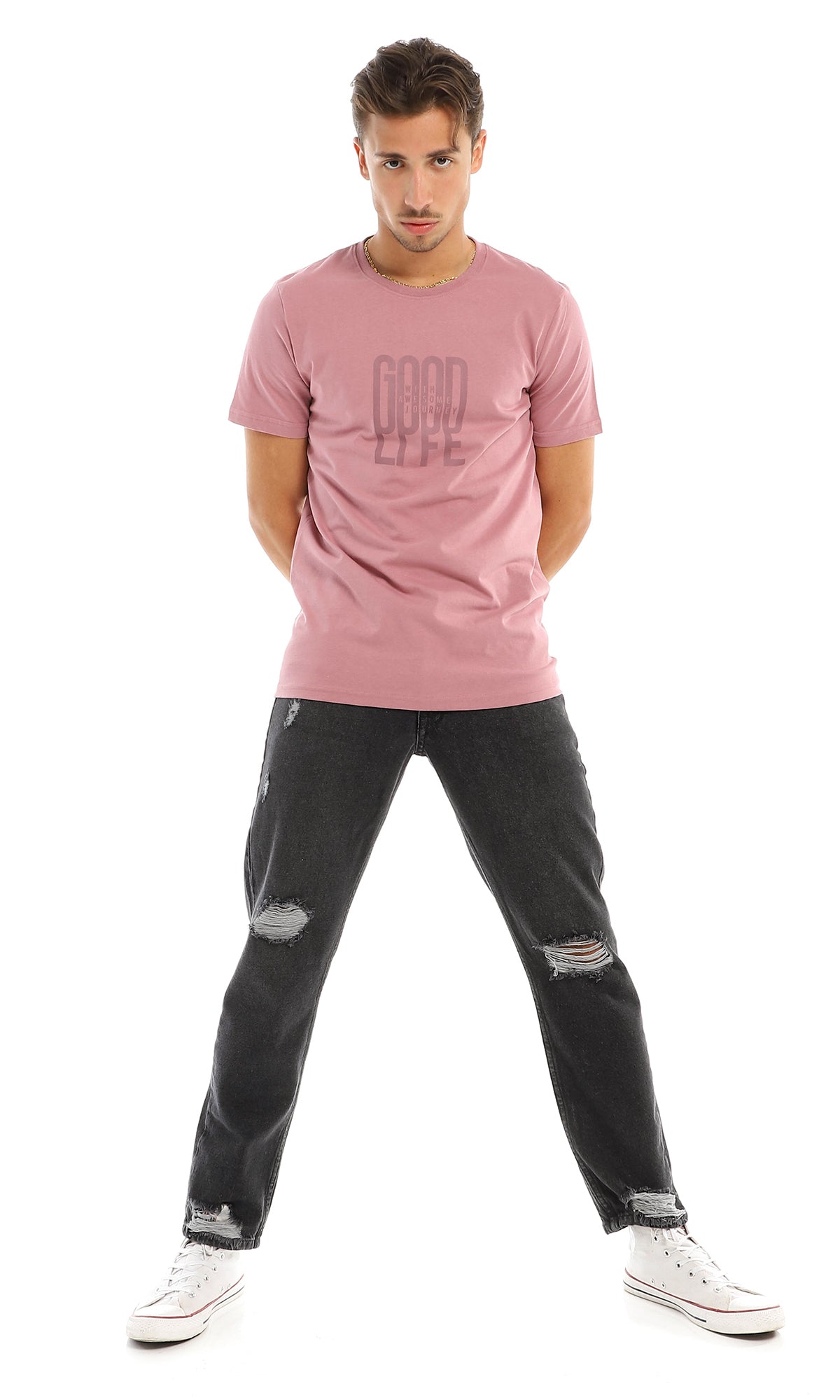 97746 Front Printed Quote Dark Cashmere T-Shirt