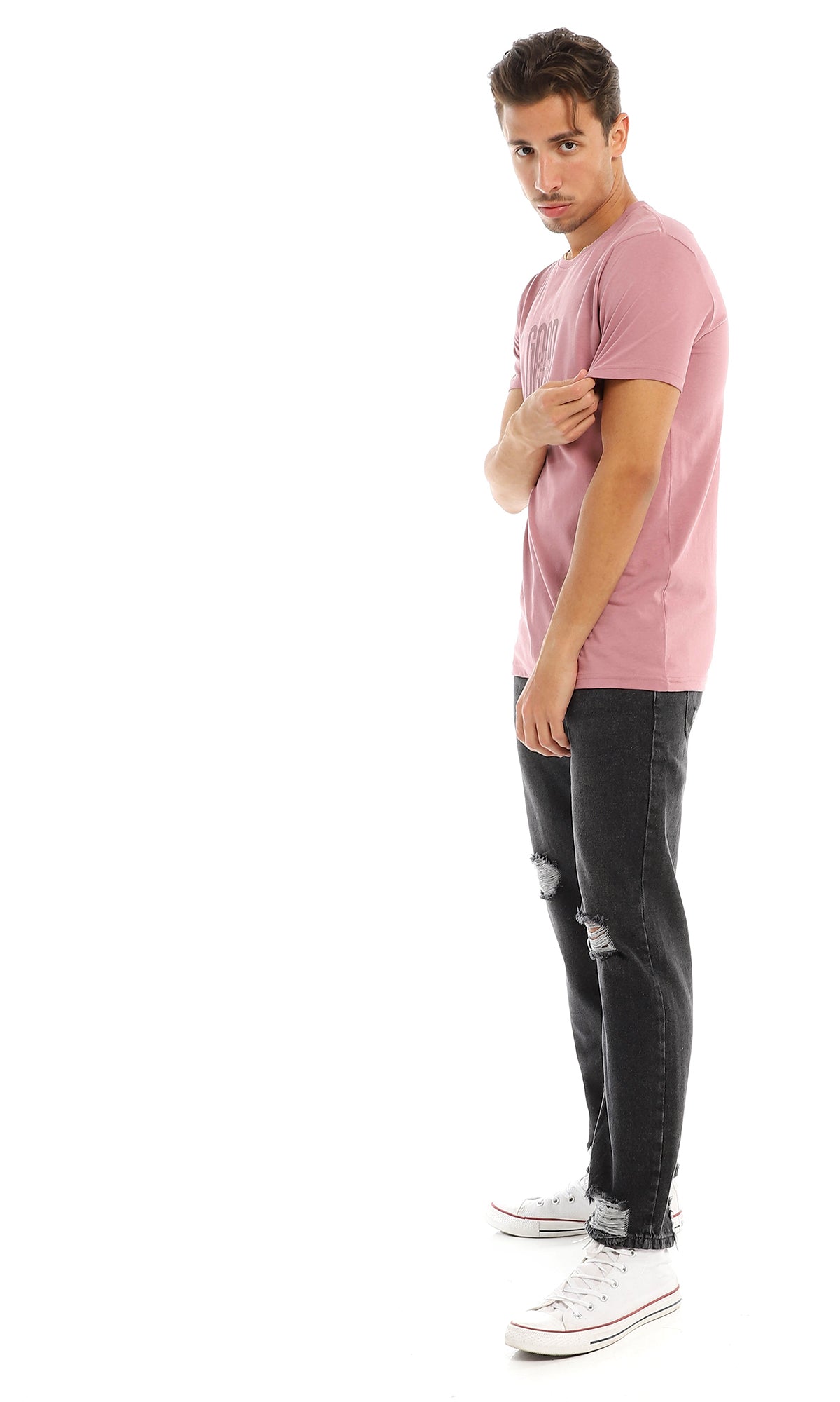 97746 Front Printed Quote Dark Cashmere T-Shirt