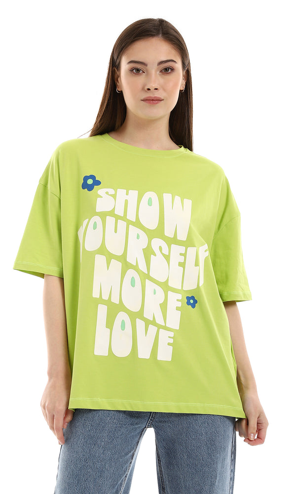 97772 "Show Yourself More Love" Tee - Pistachio & White