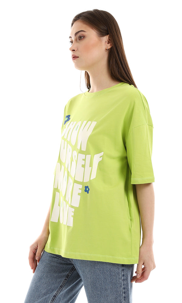 97772 "Show Yourself More Love" Tee - Pistachio & White
