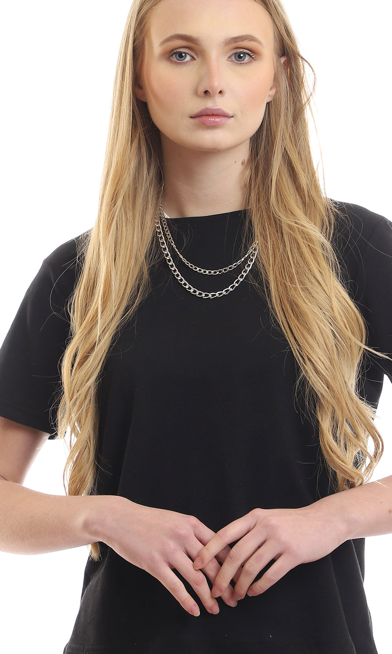 تي شيرت برقبة دائرية سادة