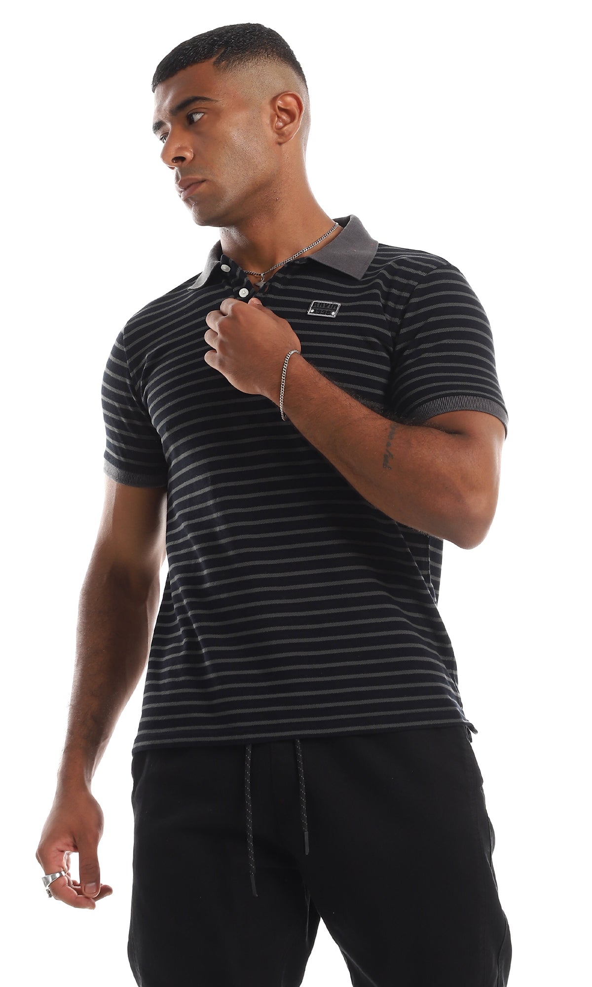 Midnight Horizon Pique Striped Polo - 97909