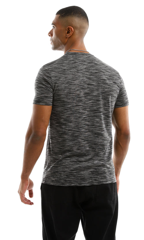 97927 Heather Black Round Neck T-Shirt