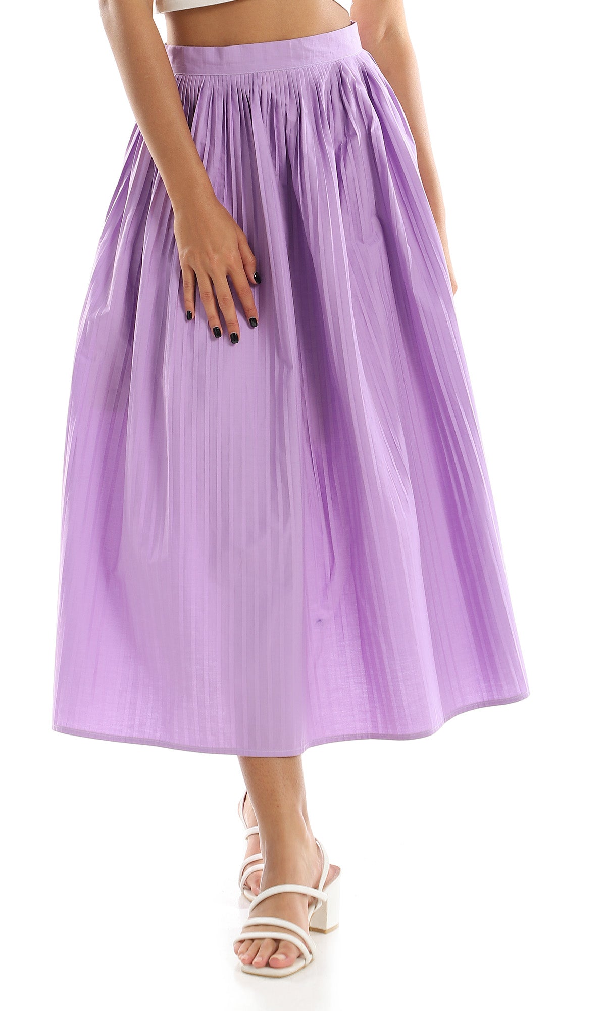 97952 Feminine Plisse Lavender Maxi Skirt