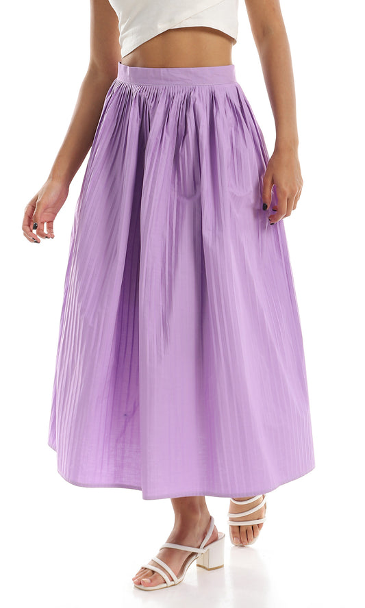 97952 Feminine Plisse Lavender Maxi Skirt