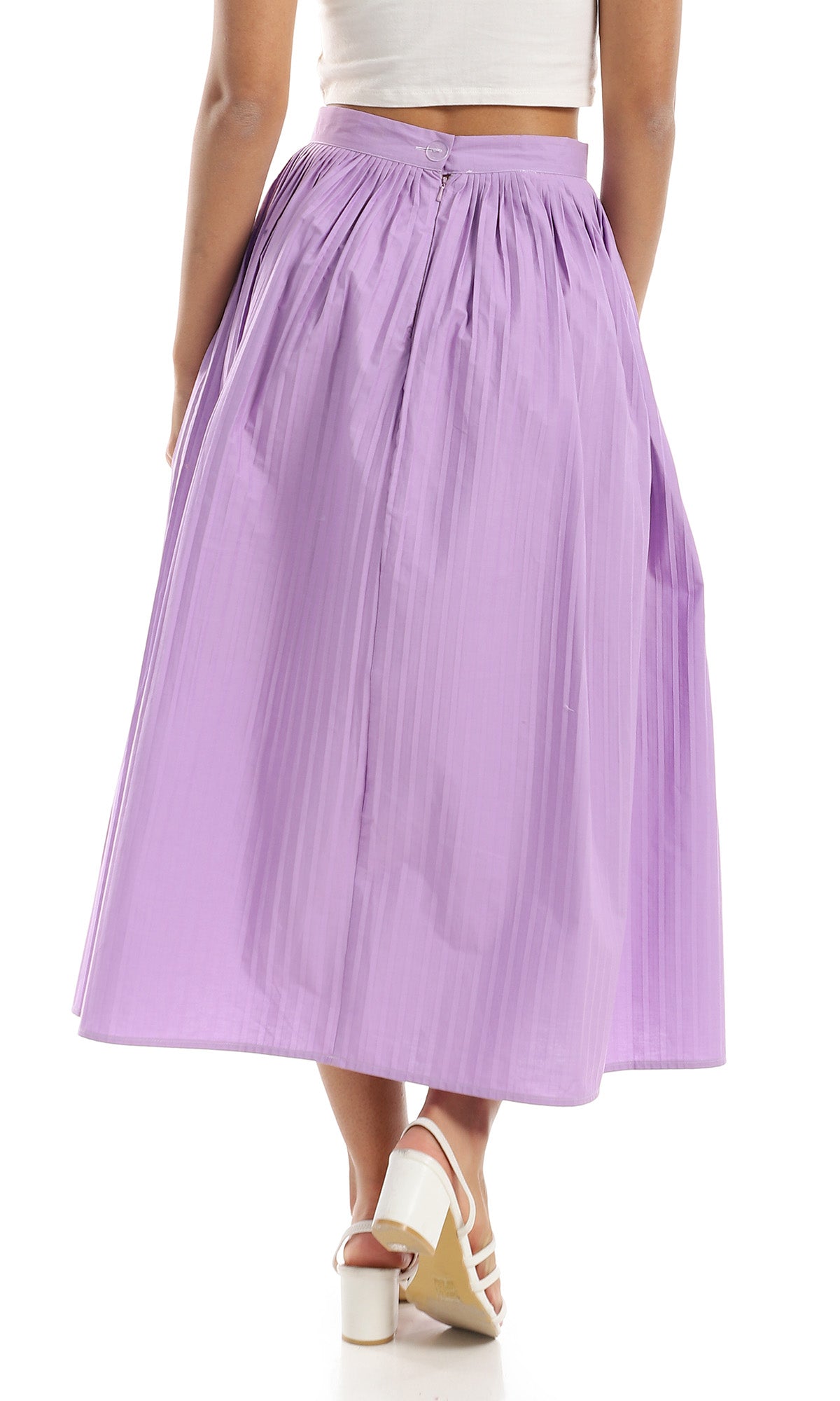 97952 Feminine Plisse Lavender Maxi Skirt