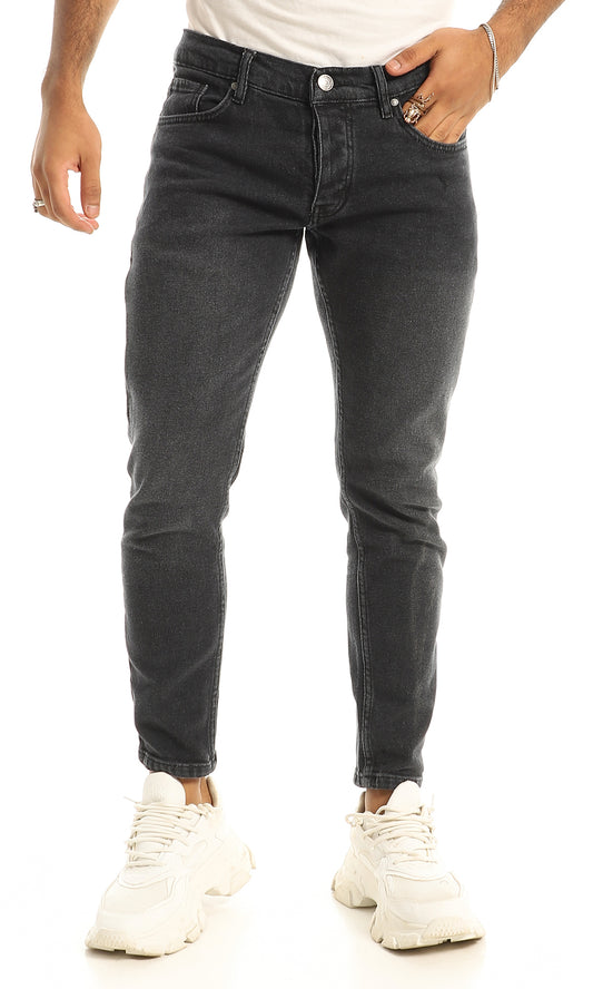 97997 Skinny-Fit Buttoned Jeans - Charcoal
