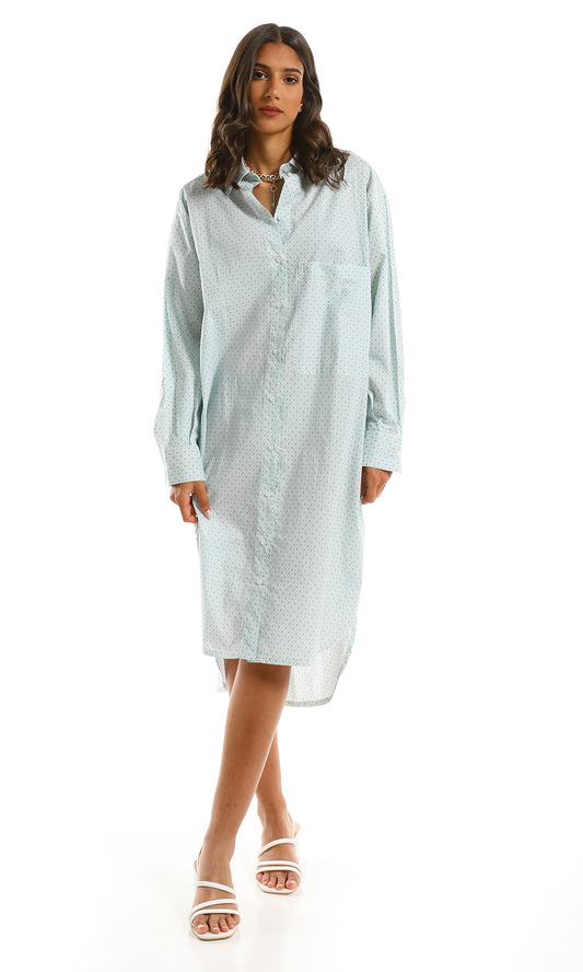 98012 Mint Green Self Pattern Long Shirt