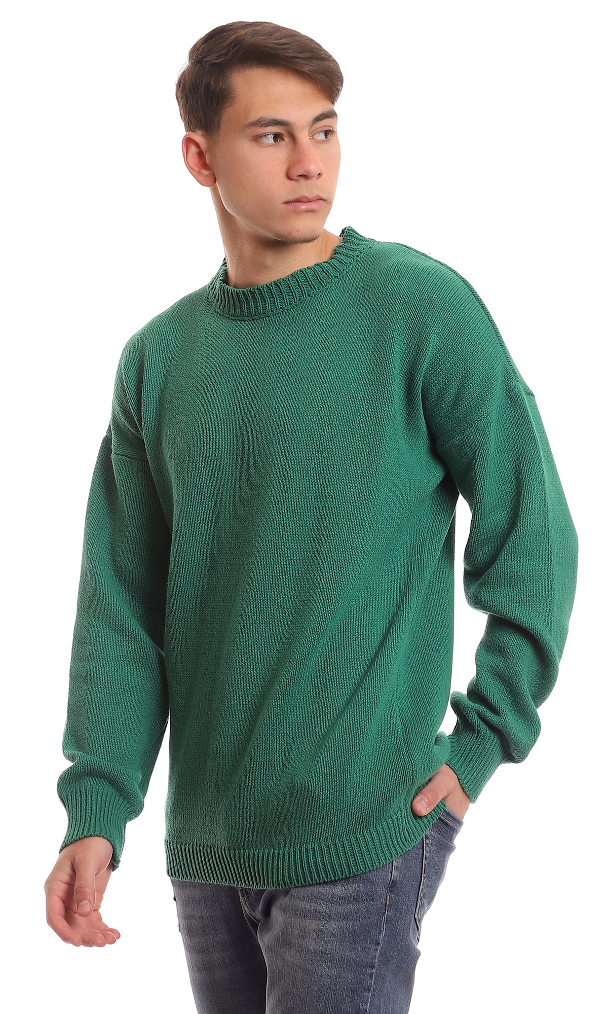 98067 Medium Green Slip On Knitted Pullover