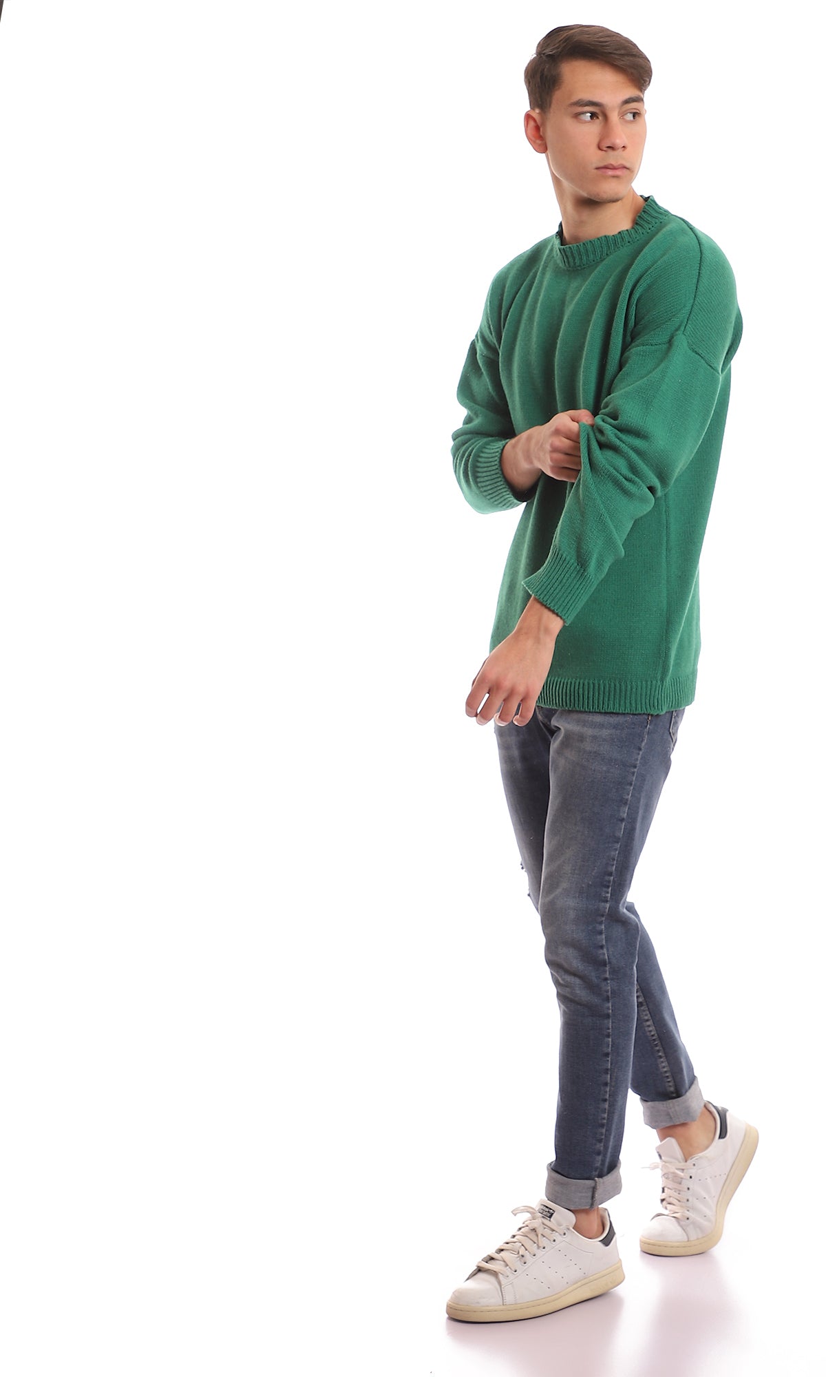 98067 Medium Green Slip On Knitted Pullover
