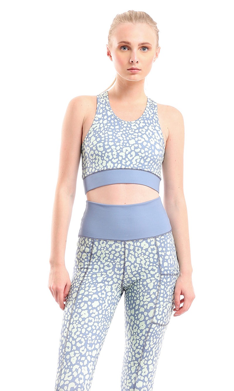 98073 Bi-Tone Comfy Sportive Bra - Aquamarine & Grayish Blue