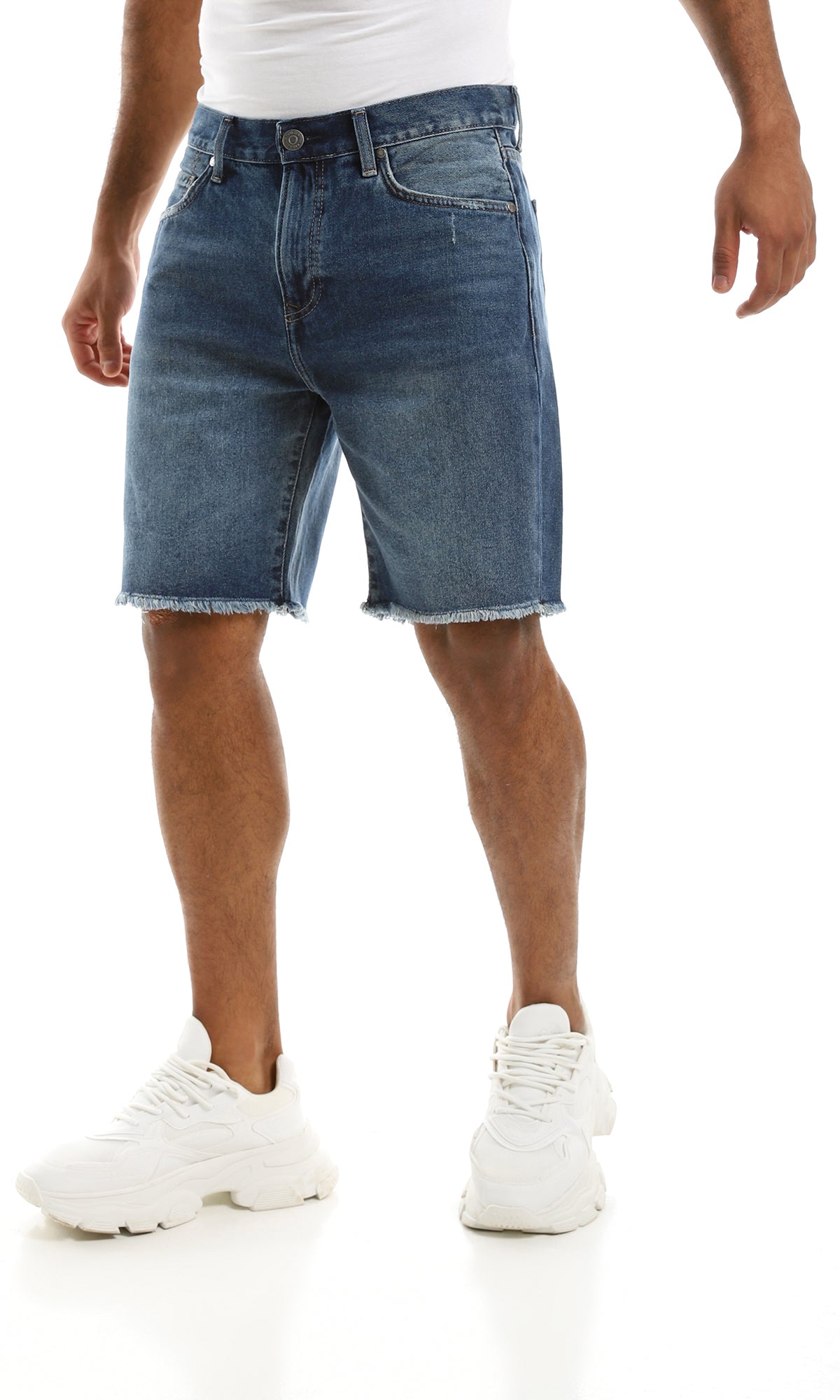 98137 Standard Blue Distressed Trim Denim Shorts