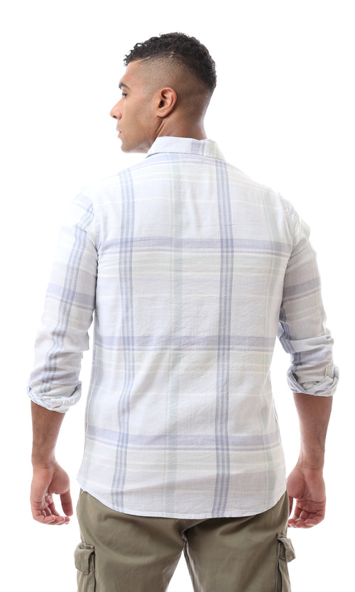 98184 Fashioned Pastel Blue & White Checkered Regular Shirt