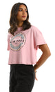 98228 Printed "New York Vibe" Fluffy Cropped Tee - Dark Rose