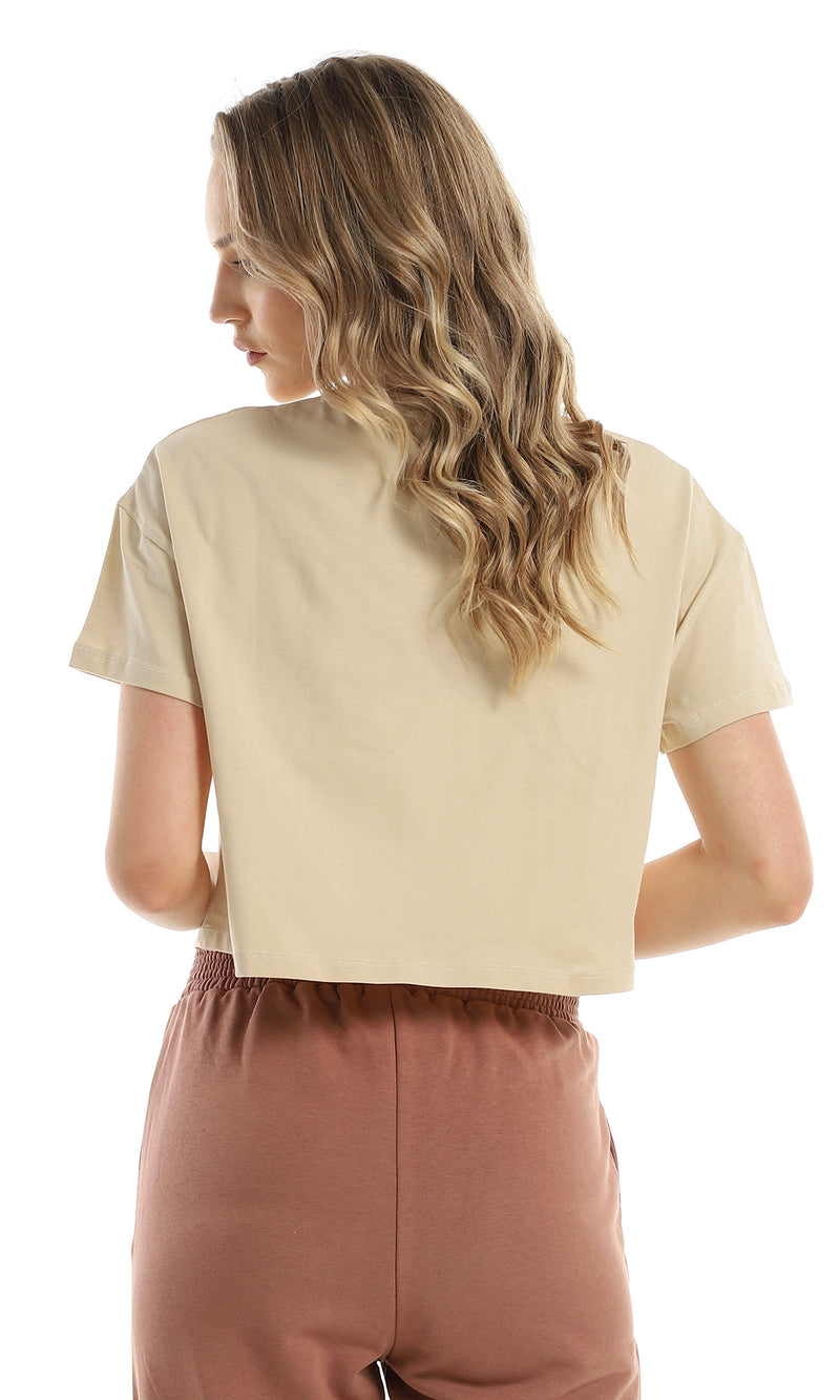 98233 Short Sleeves Loose Printed Zodiac Signs Cropped Tee