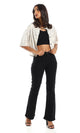 98265 Self Patterned Tri-Toned Cropped Shirt - Beige, White & Black