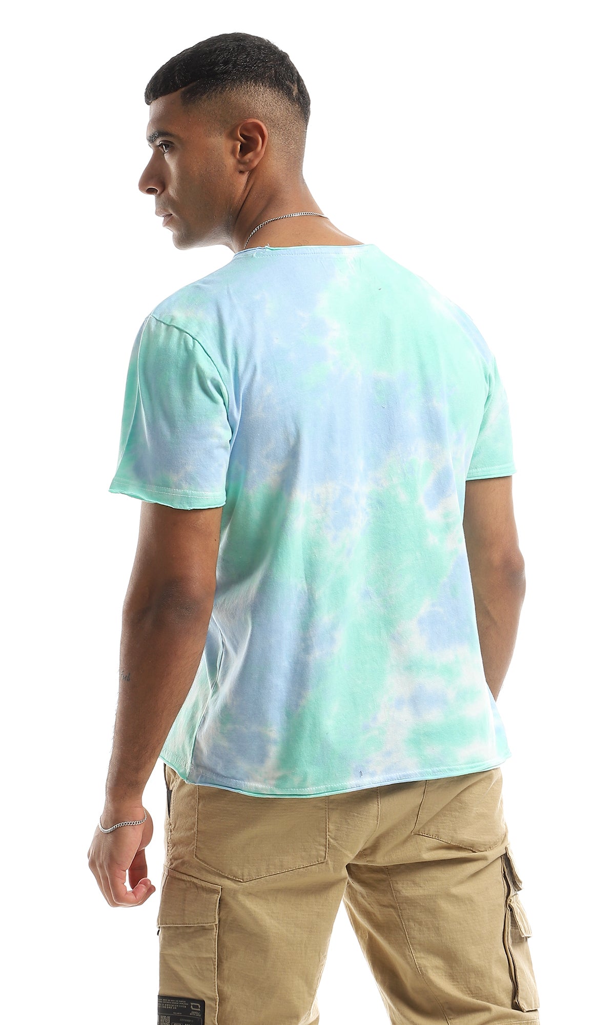 Baby Blue & Mint Tie-Dye Jersey Crew-Neck Tee - 98277