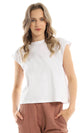 98286 Cap Sleeves Basic Cotton White Loose Tee