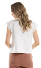 98286 Cap Sleeves Basic Cotton White Loose Tee