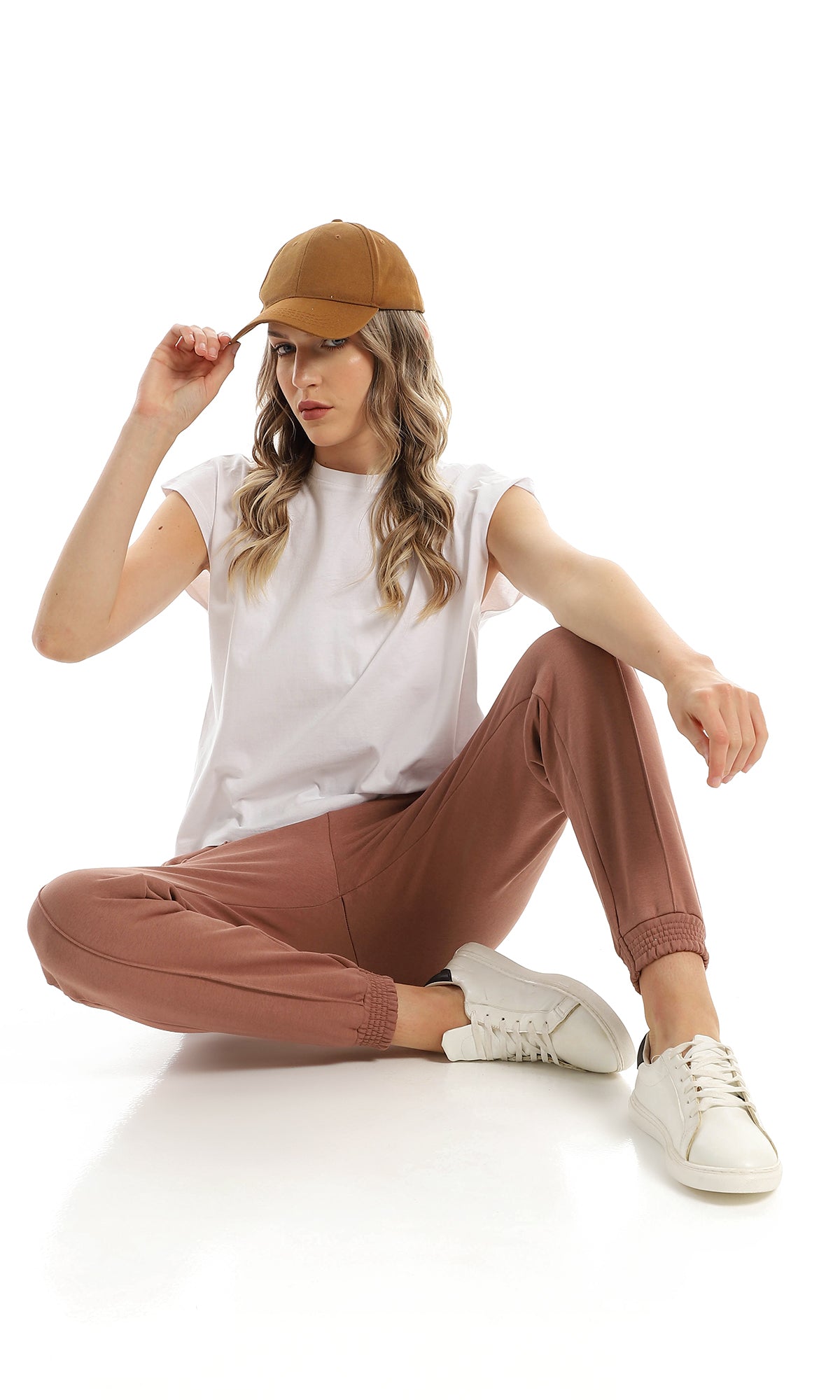98286 Cap Sleeves Basic Cotton White Loose Tee