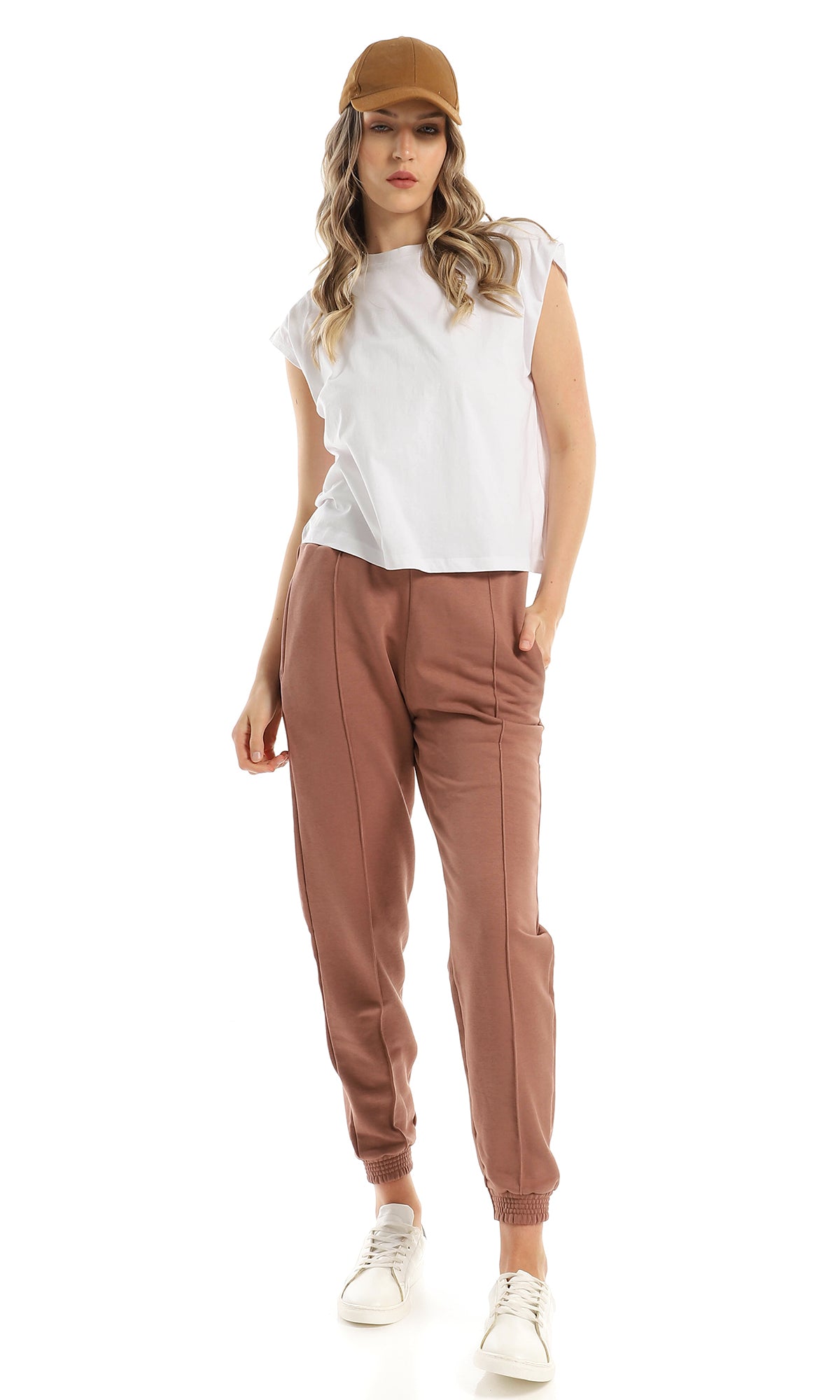 98286 Cap Sleeves Basic Cotton White Loose Tee