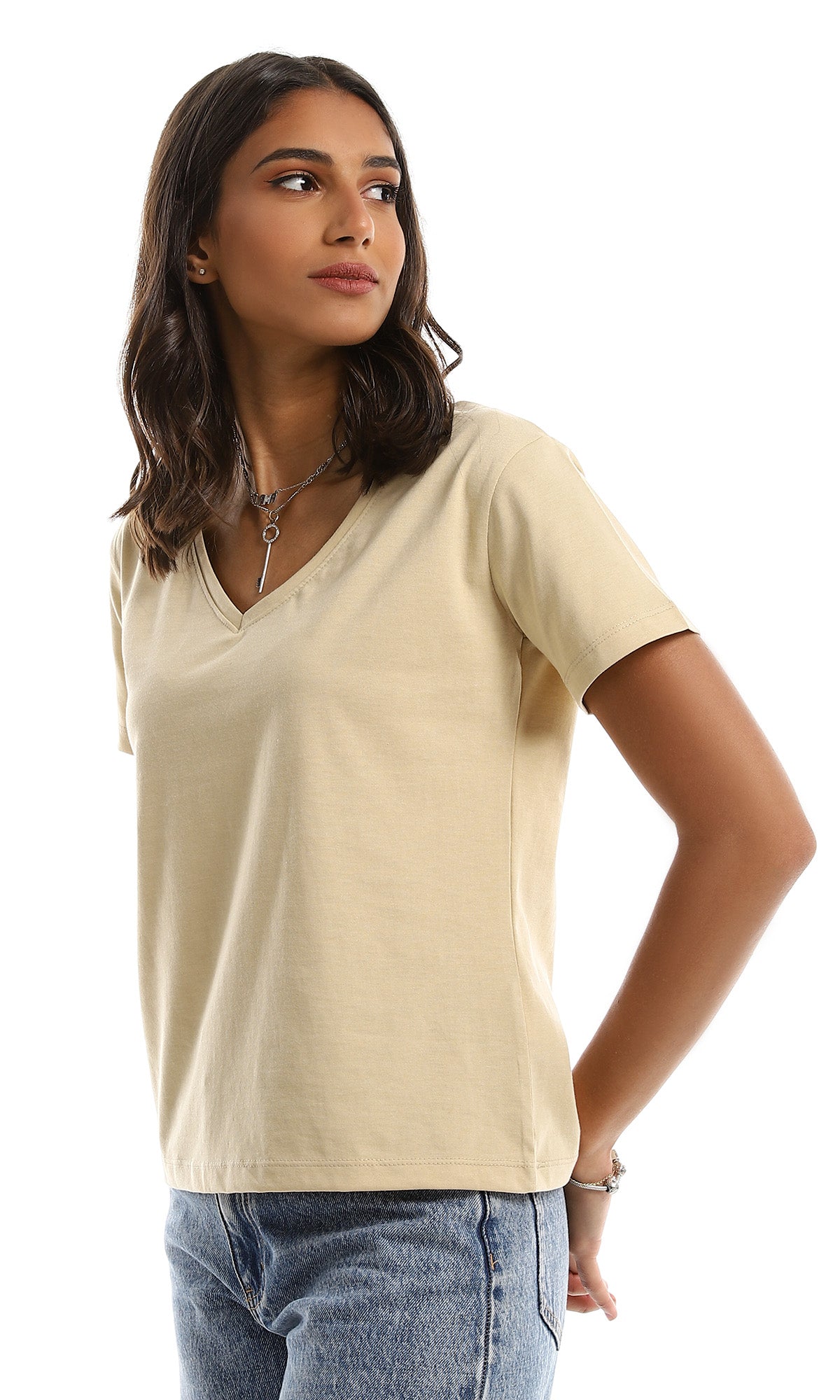 Sandstone Essential V-Neck Short Sleeve Tee - 98297