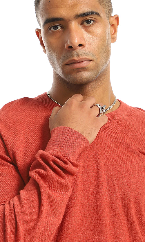 98425 Brick Solid Long Sleeves Pullover