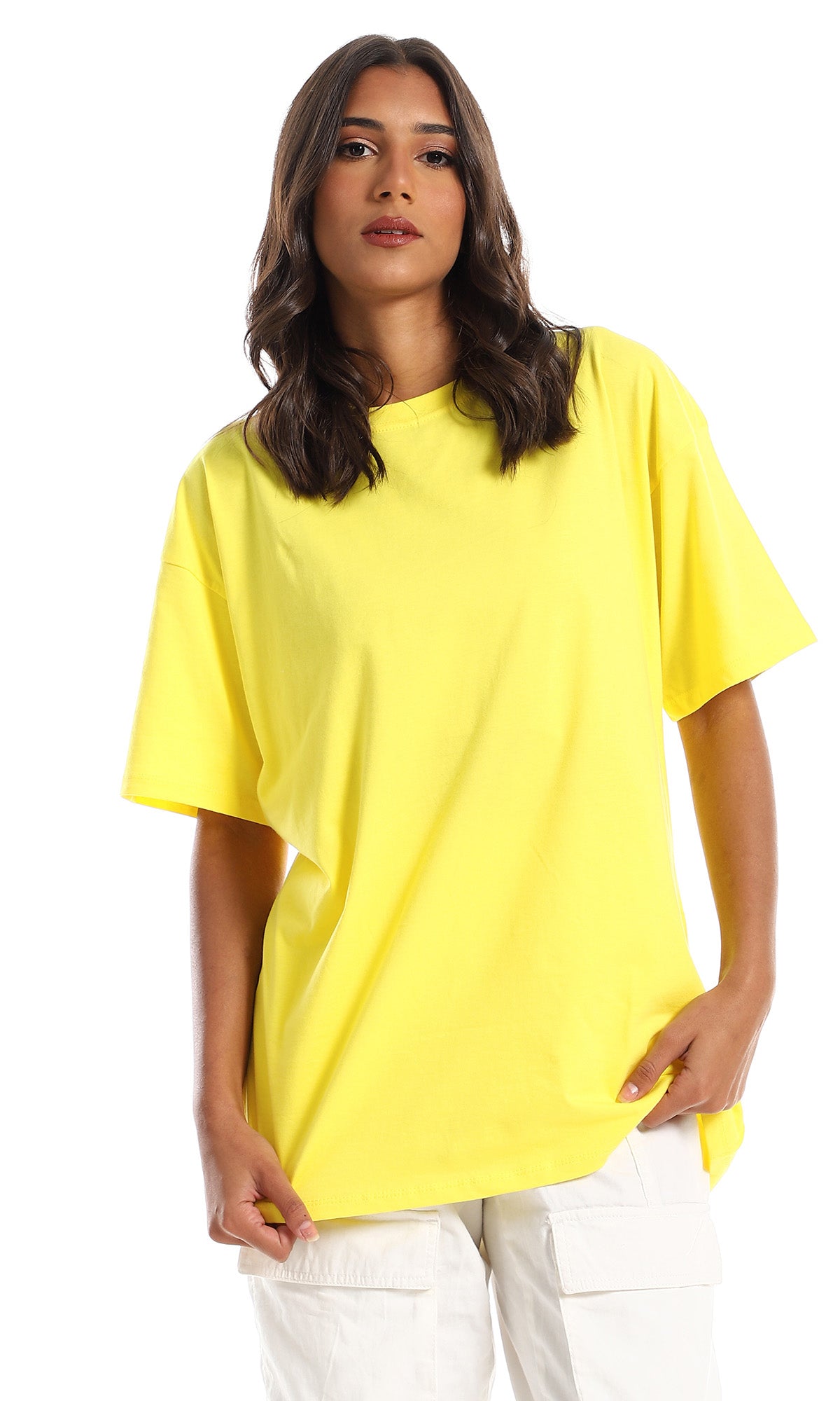 Sunny Citron Oversized Relaxed Fit Cotton T-Shirt - 98823