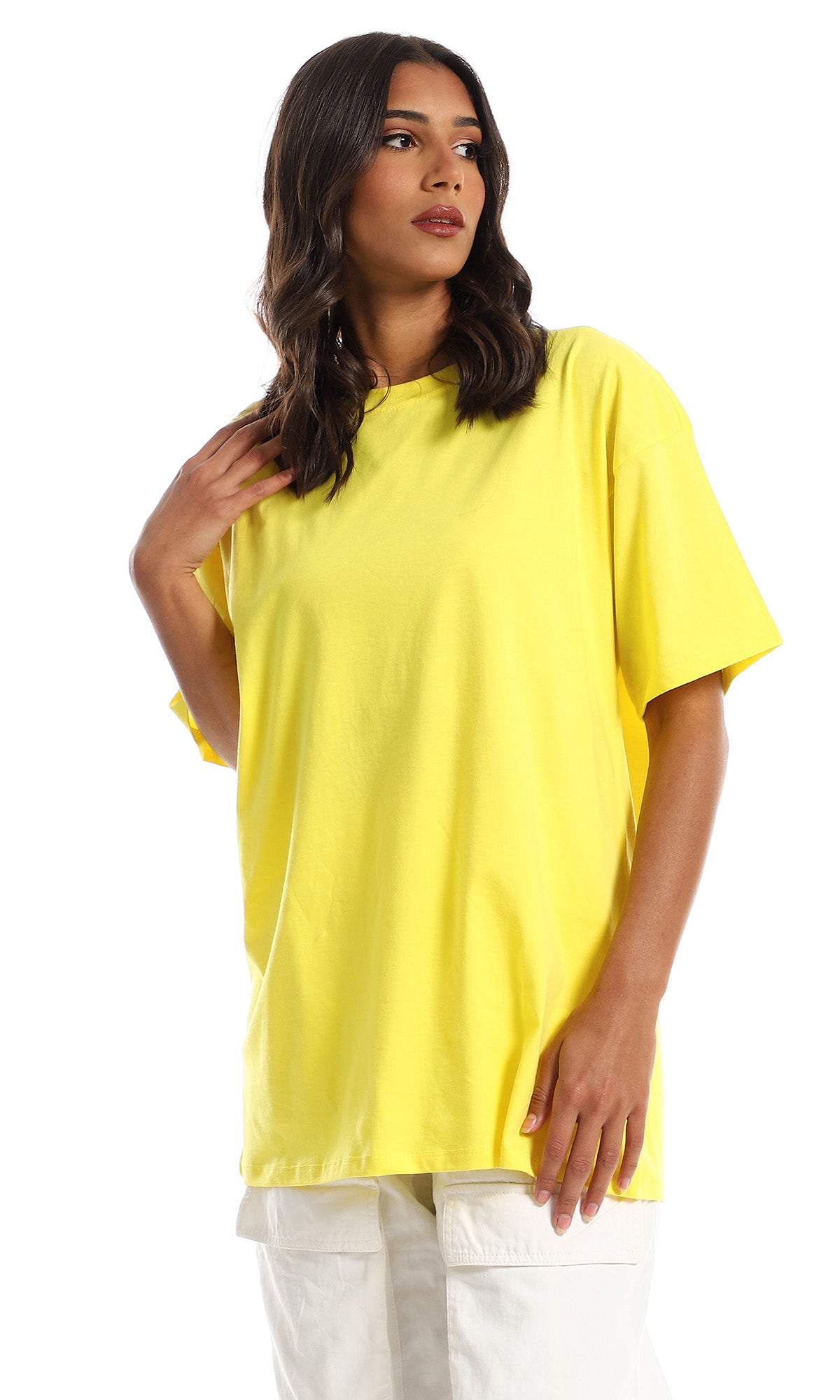 Sunny Citron Oversized Relaxed Fit Cotton T-Shirt - 98823