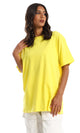 تي شيرت سادة قطن مريح أصفر