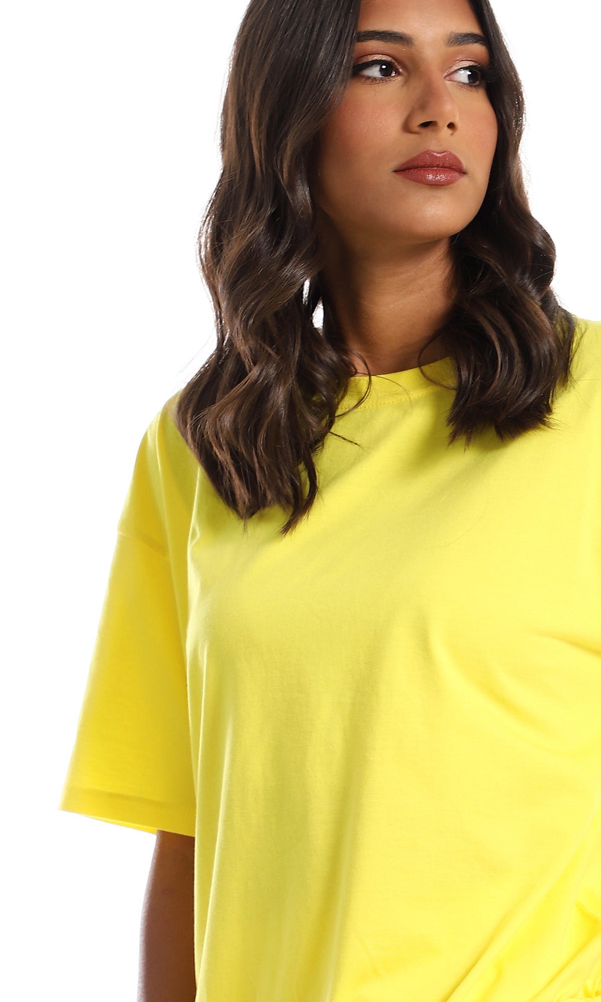 Sunny Citron Oversized Relaxed Fit Cotton T-Shirt - 98823