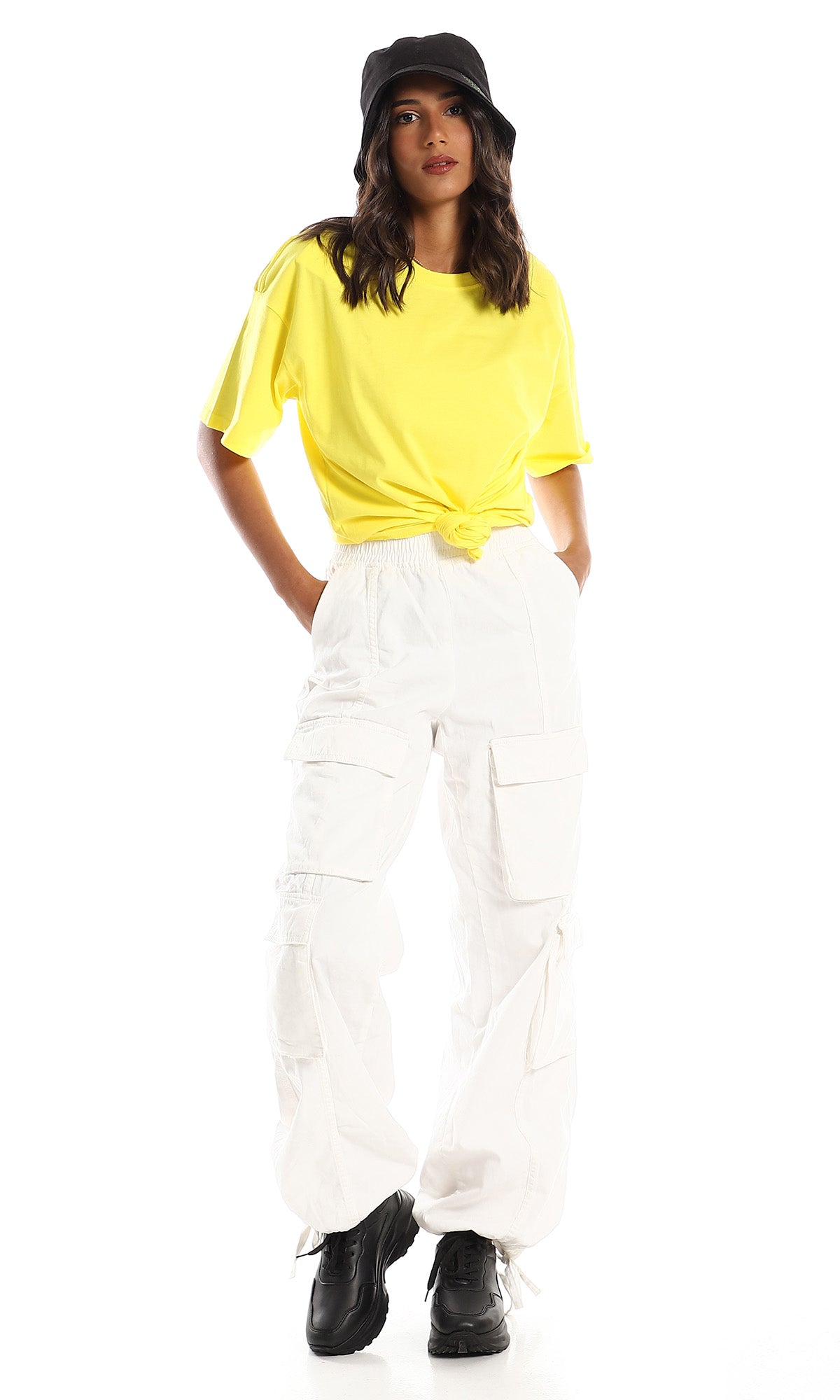 Sunny Citron Oversized Relaxed Fit Cotton T-Shirt - 98823