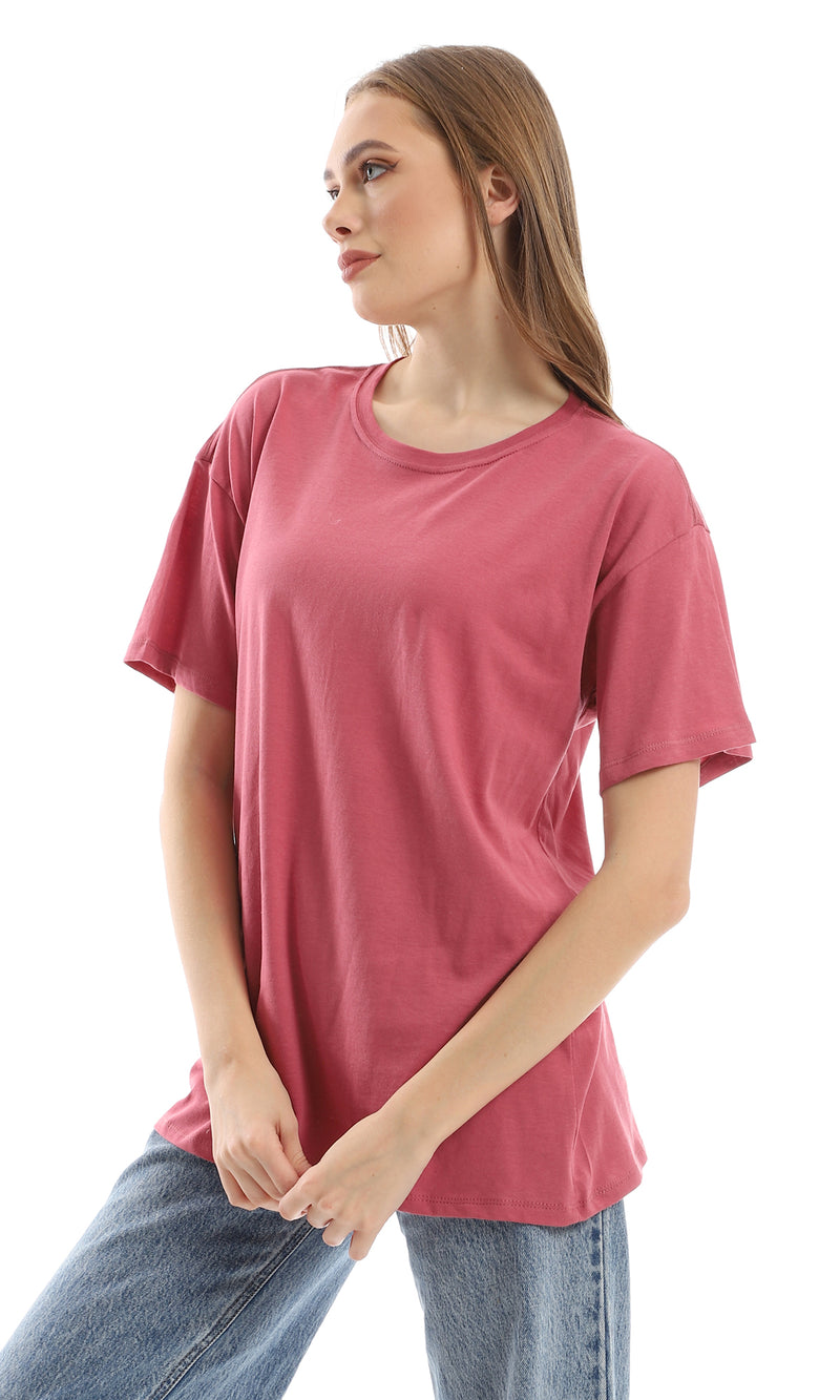 98826 Oversized Basic Solid Short Sleeves Tee - Dark Rose