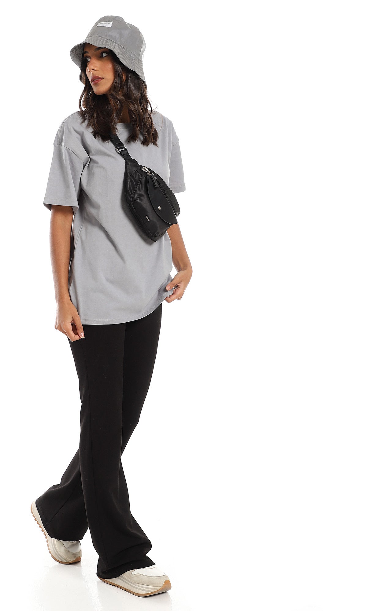 98828 Round Neck Plain Cotton Grey T-Shirt