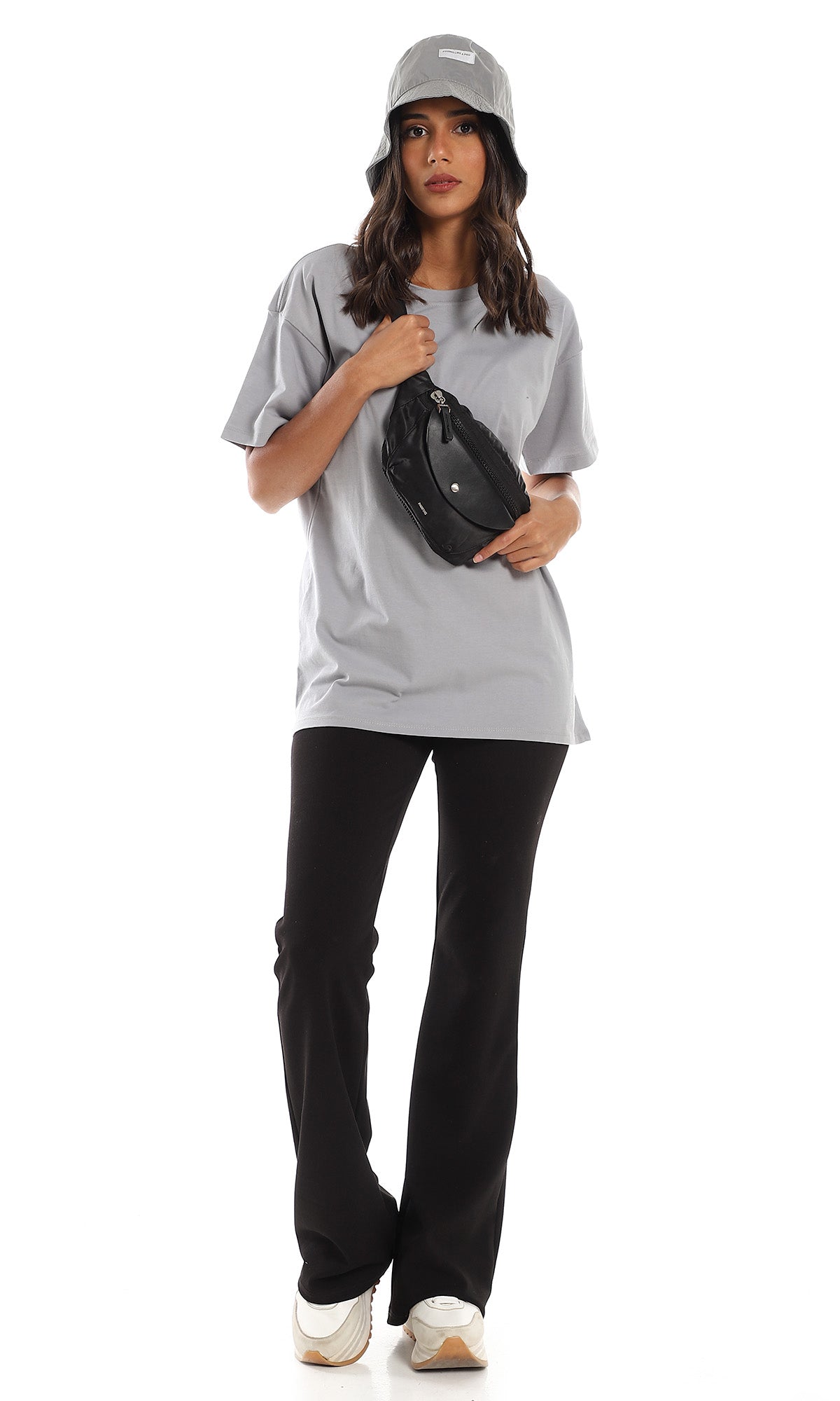 98828 Round Neck Plain Cotton Grey T-Shirt