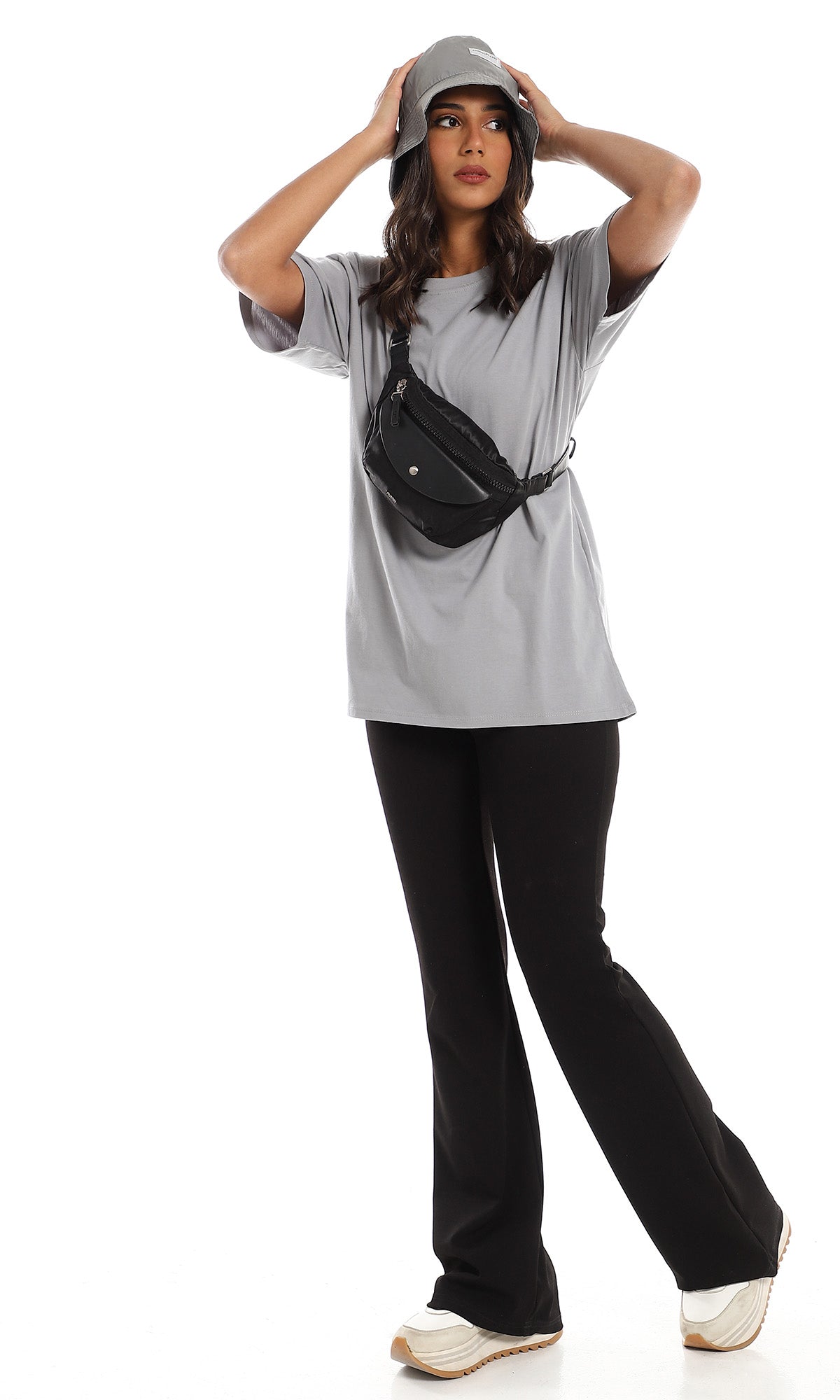 98828 Round Neck Plain Cotton Grey T-Shirt