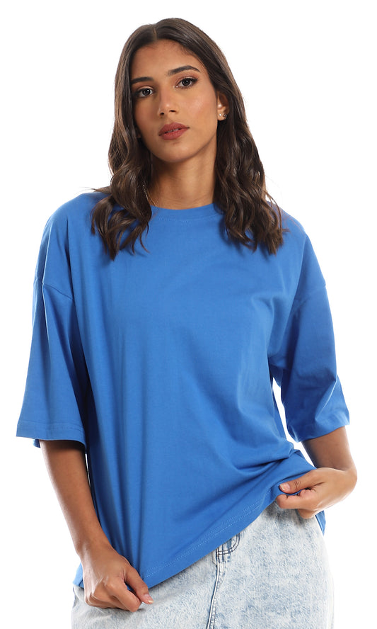 98831 Loose Fit Round Cotton T-Shirt - Royal Blue