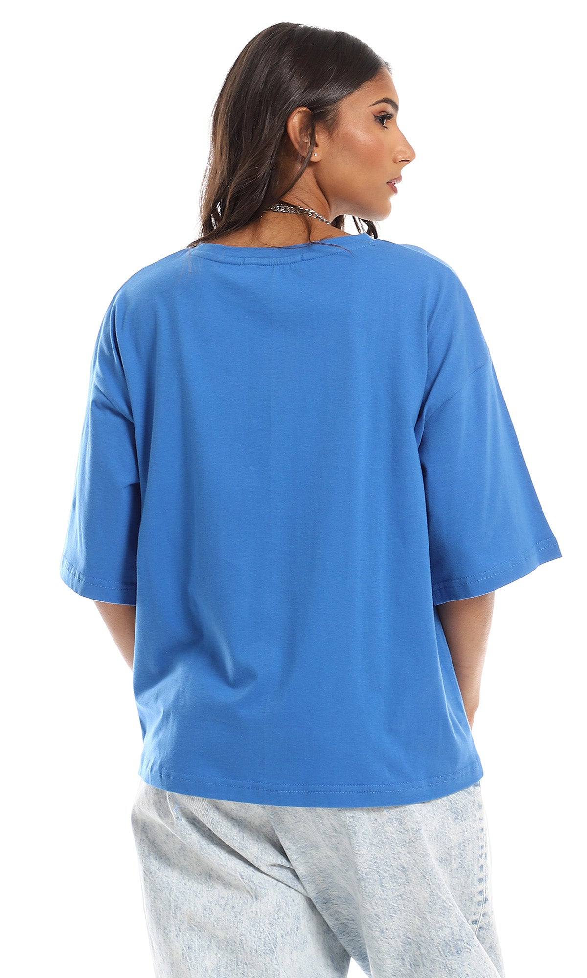 Azure Blue Oversized Boxy Tee - 98831