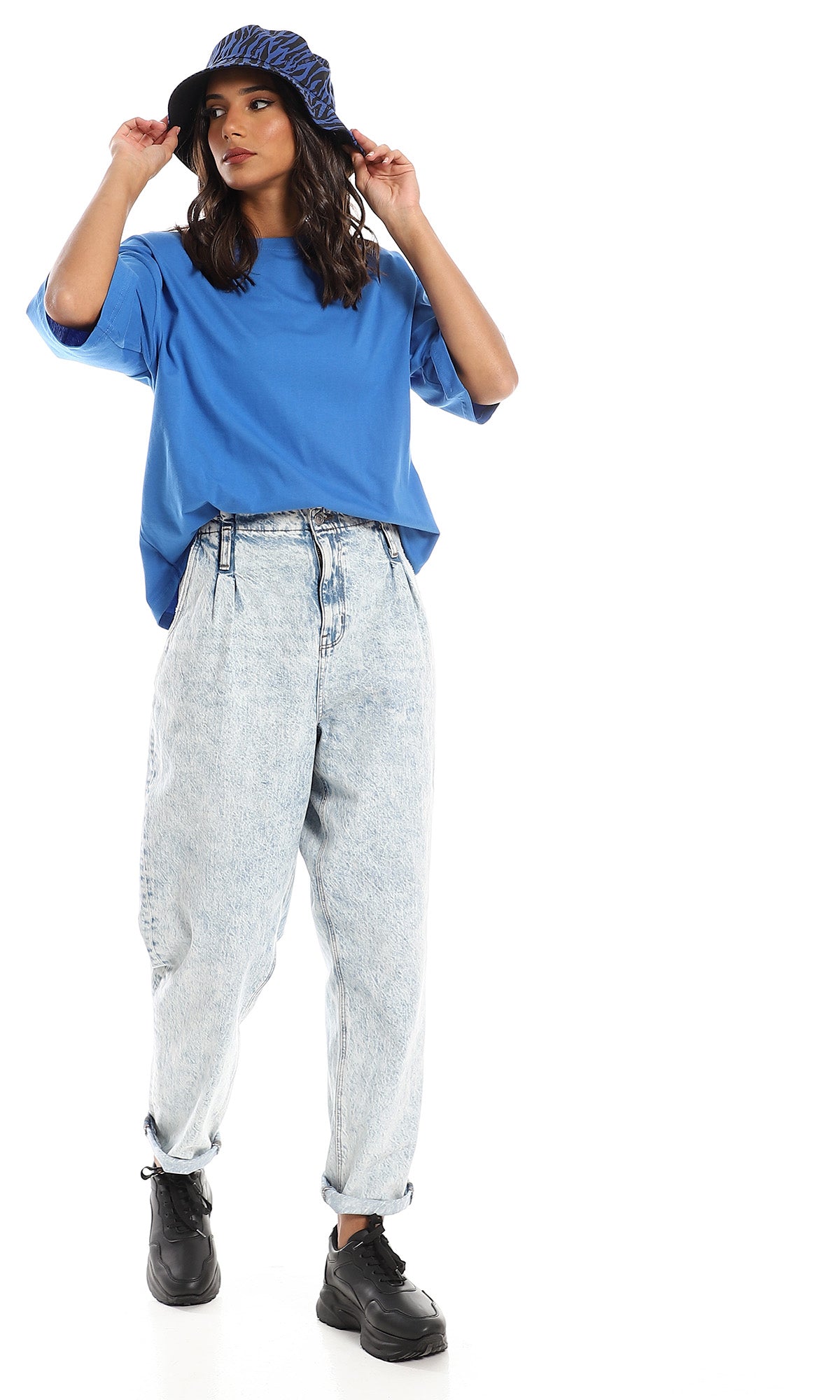 Azure Blue Oversized Boxy Tee - 98831