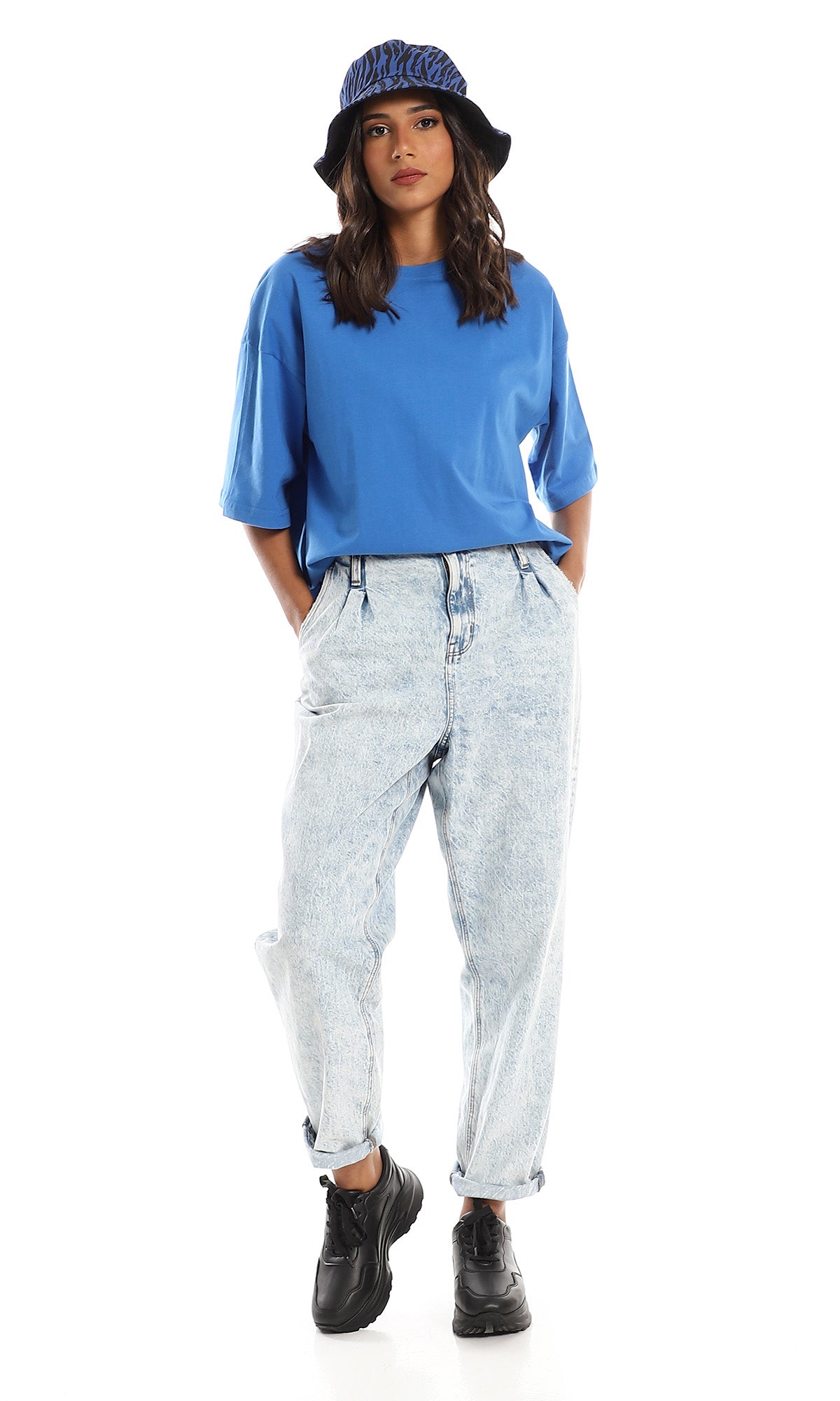 Azure Blue Oversized Boxy Tee - 98831