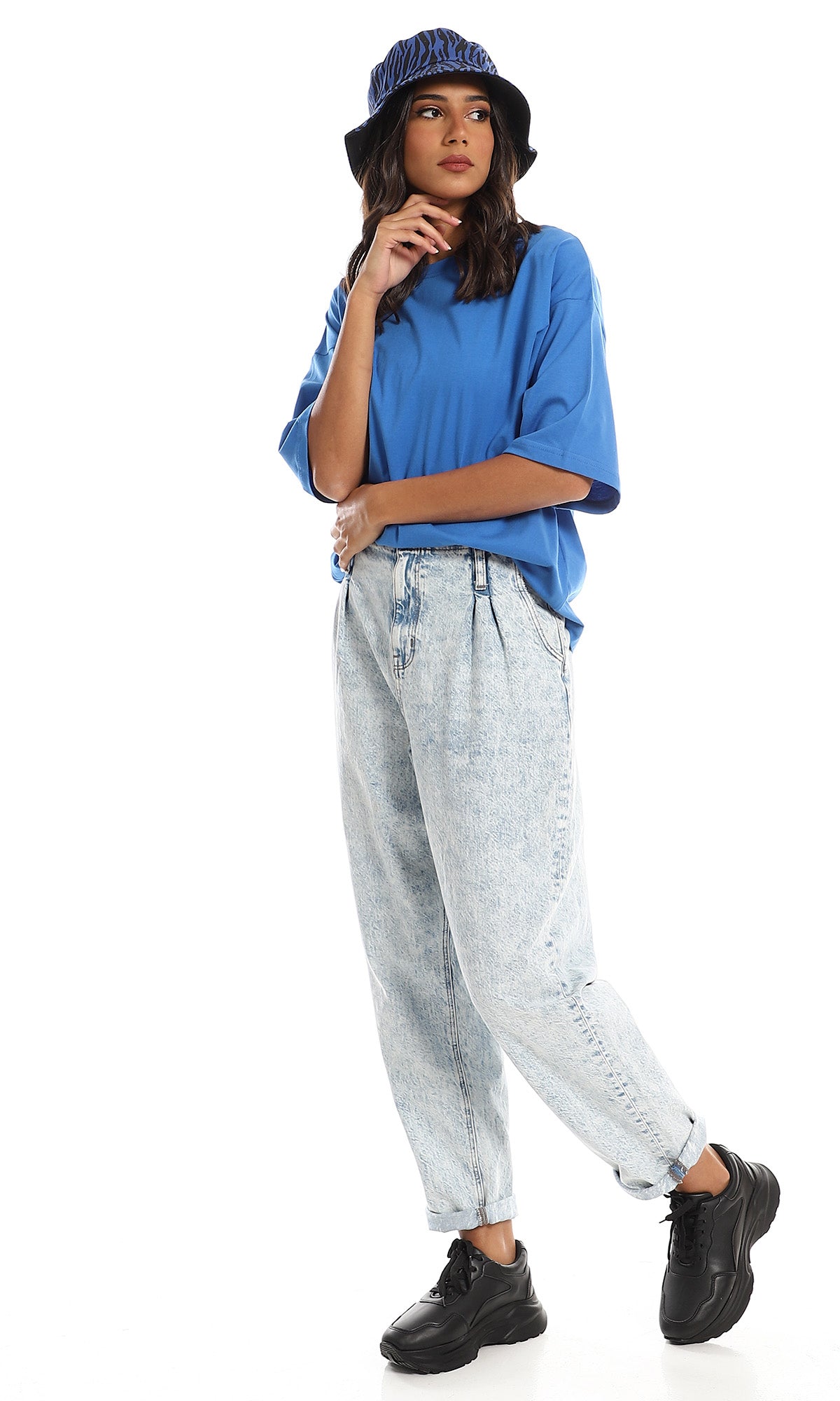 Azure Blue Oversized Boxy Tee - 98831