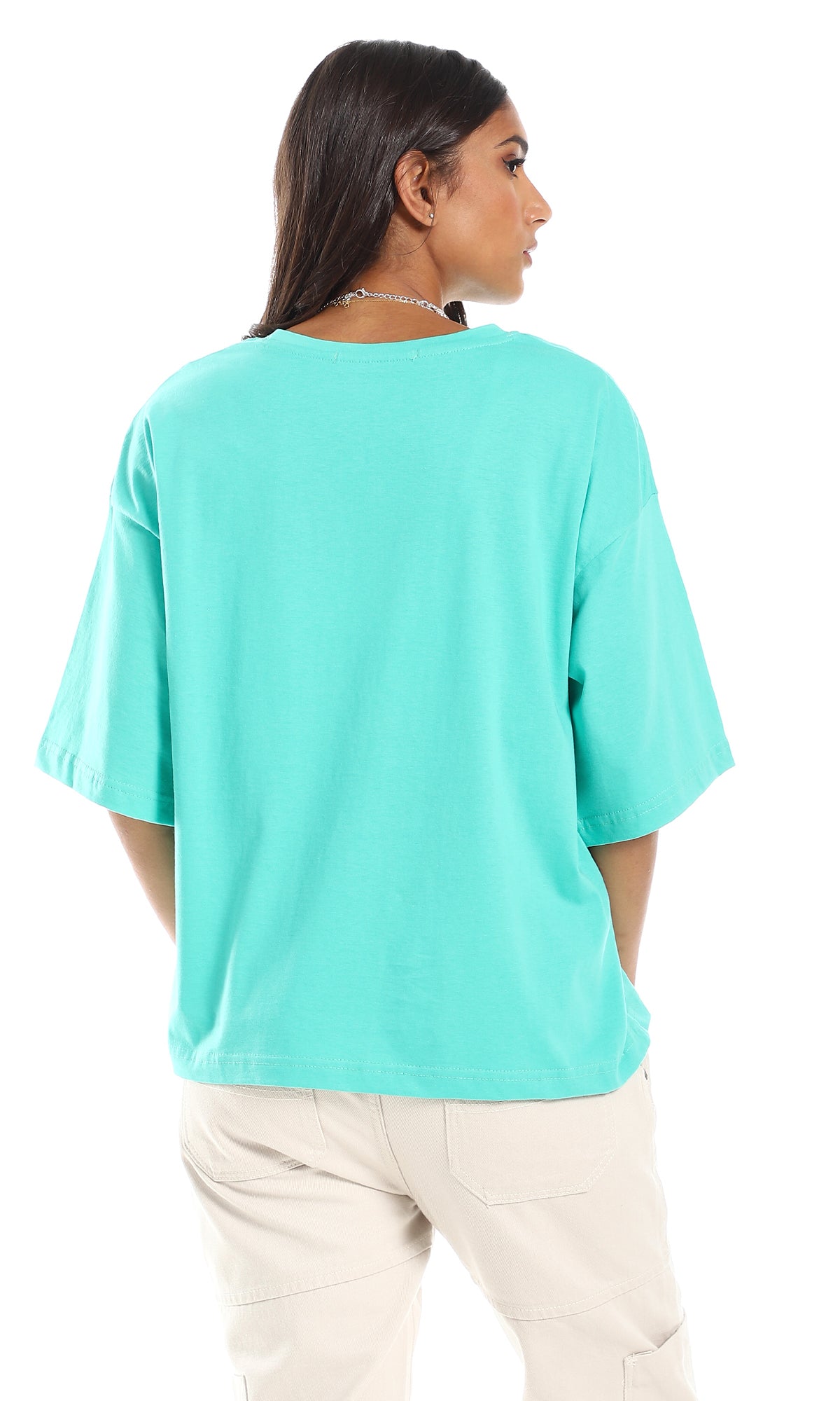 Mint Green Relaxed Oversized Cotton Tee - 98834