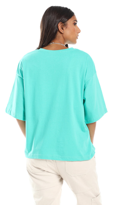 Mint Green Relaxed Oversized Cotton Tee - 98834